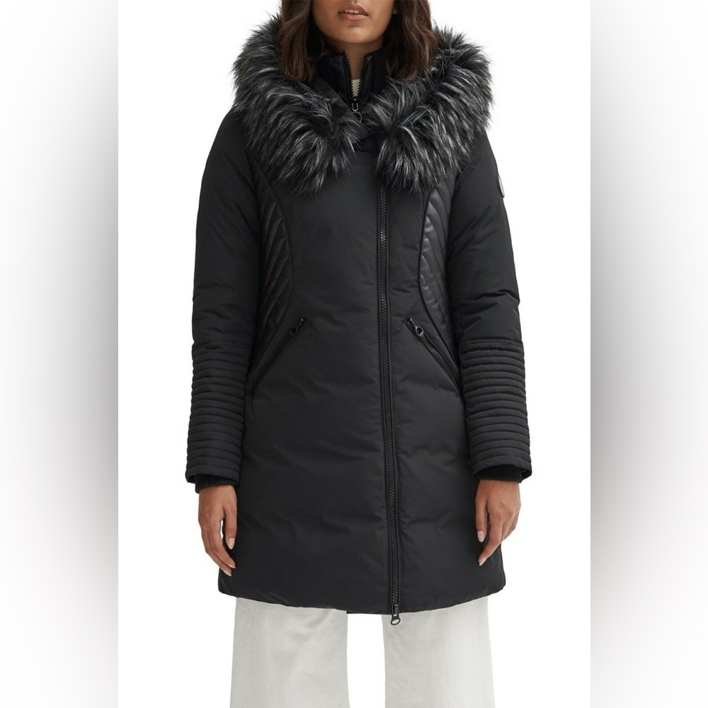 Noize black faux fur trimmed hood parka size SMALL black
